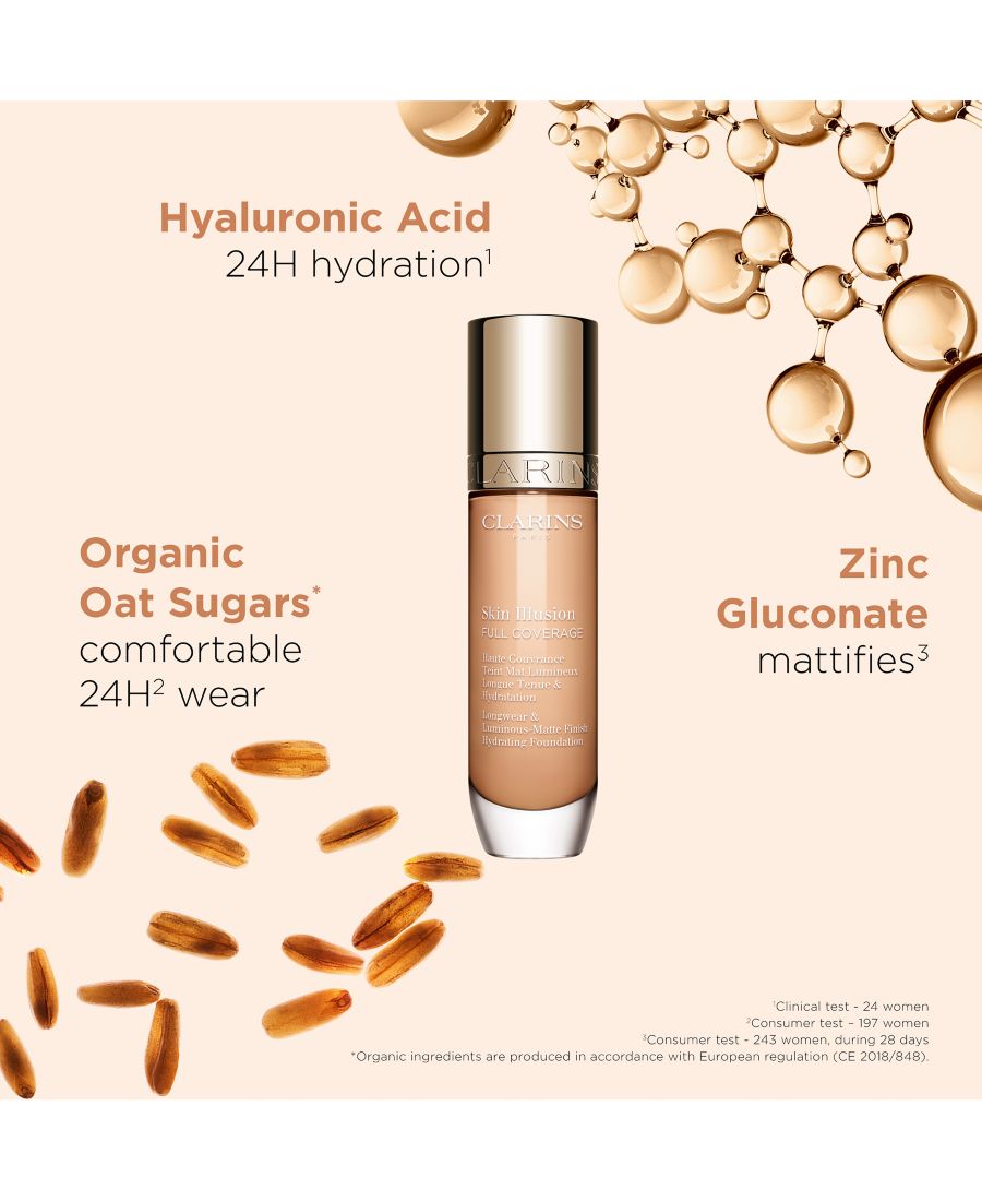 Тональный крем Skin Illusion с полным покрытием и длительной стойкостью Clarins, цвет 100.4n — фото 4