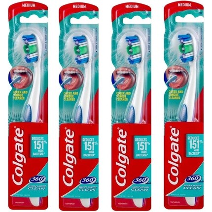 

Зубная щетка 360 Whole Mouth Clean с очистителем языка Medium Colgate