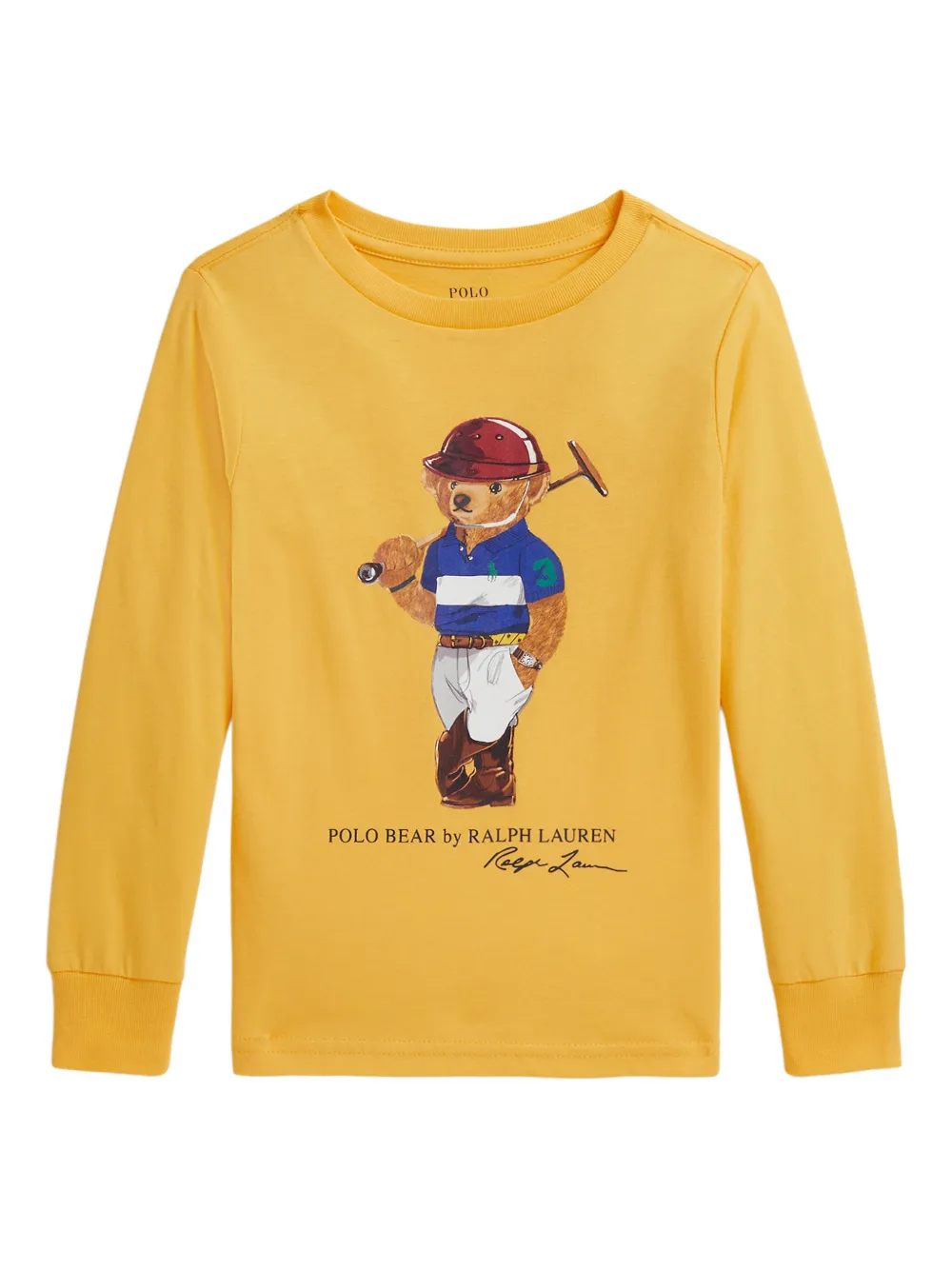 

Хлопковый свитшот с длинными рукавами и медвежонком Polo Polo Ralph Lauren Kids, желтый