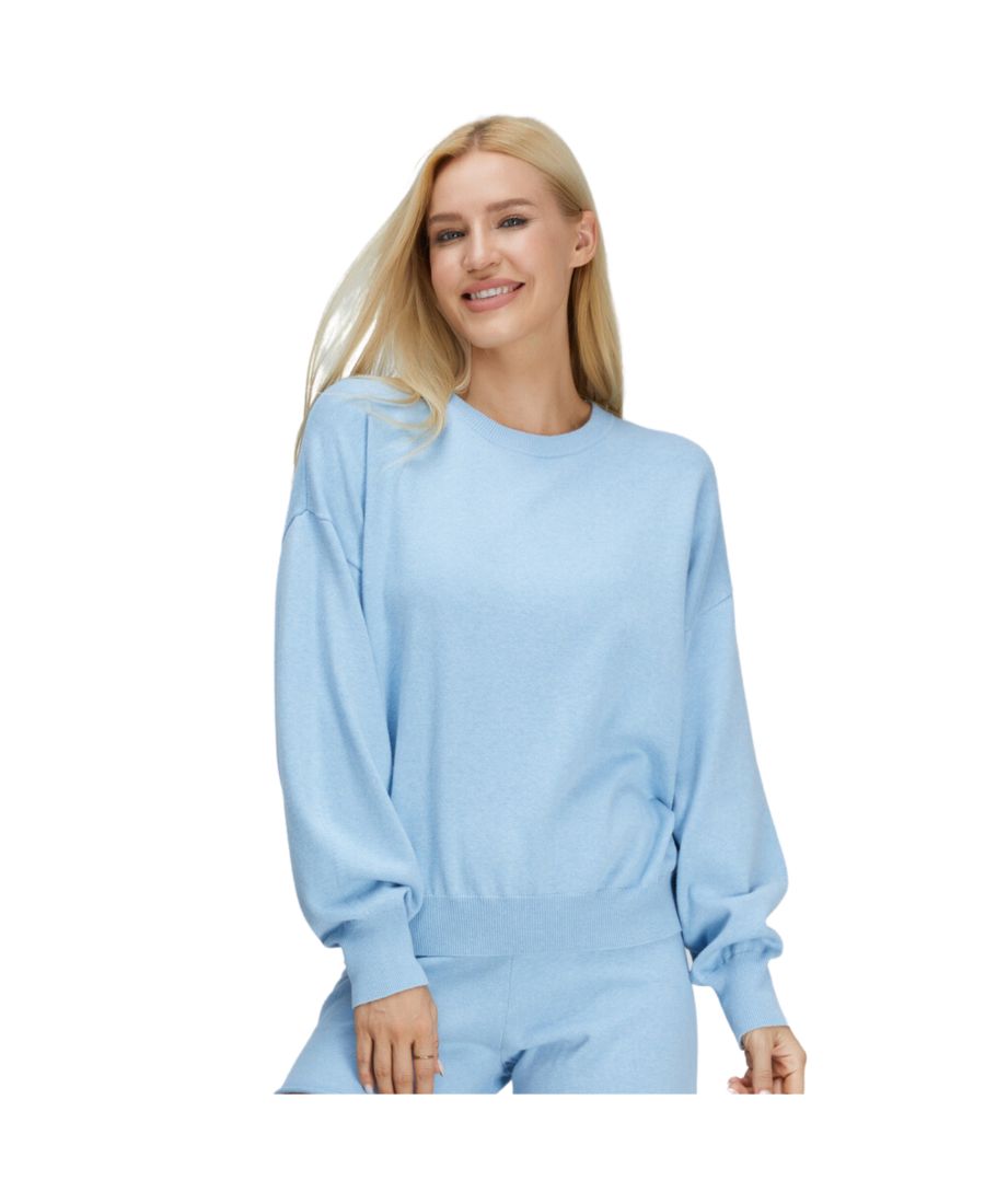 

Женский хлопково-кашемировый свитер Bellemere Chic Sport Bellemere New York, Light blue
