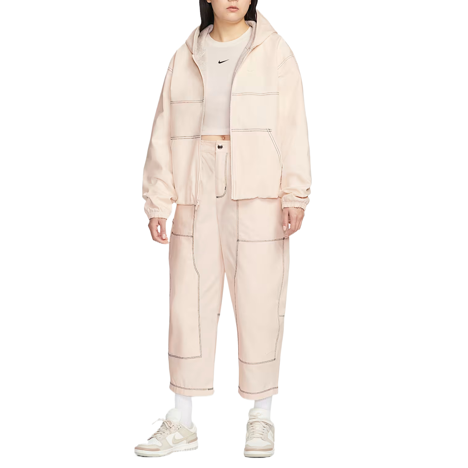 Nike Куртка женская розовая белая/розовая белая с капюшоном Moderate Workwear — фото 4