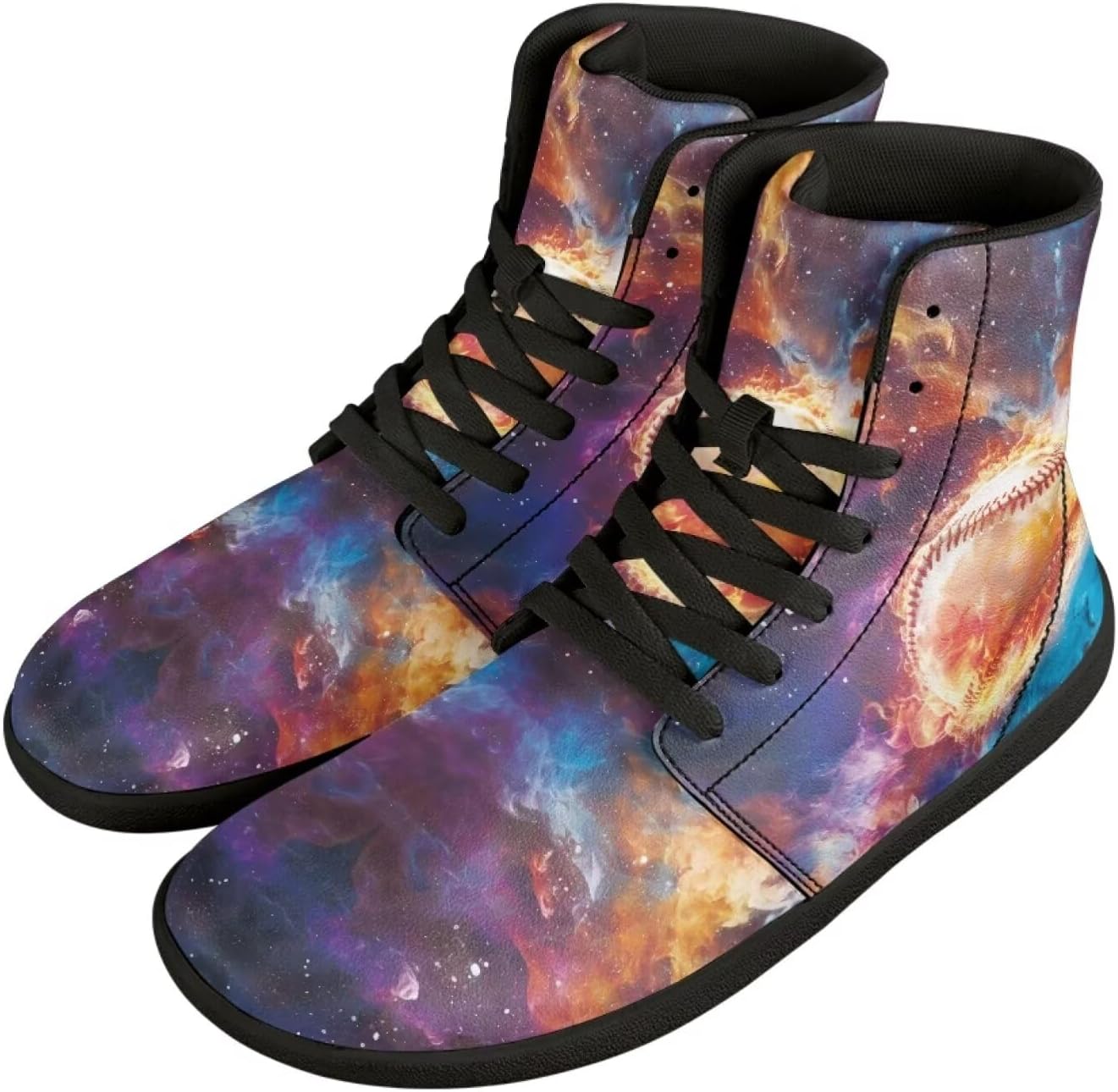 

Мужские широкие высокие минималистичные сникеры с босоножкой, подошвой нулевого перепада, для ходьбы, на шнуровке, на молнии, тренировочные и беговые кроссовки, модные сникеры Chririnla, Galaxy Flame Baseball