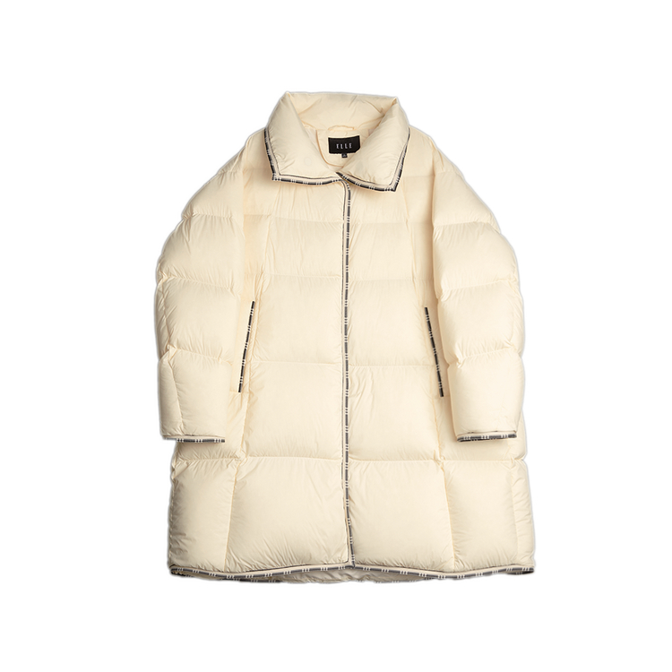 

ELLE Пуховик Women's Light Yellow Stand Collar Moderate Puffer