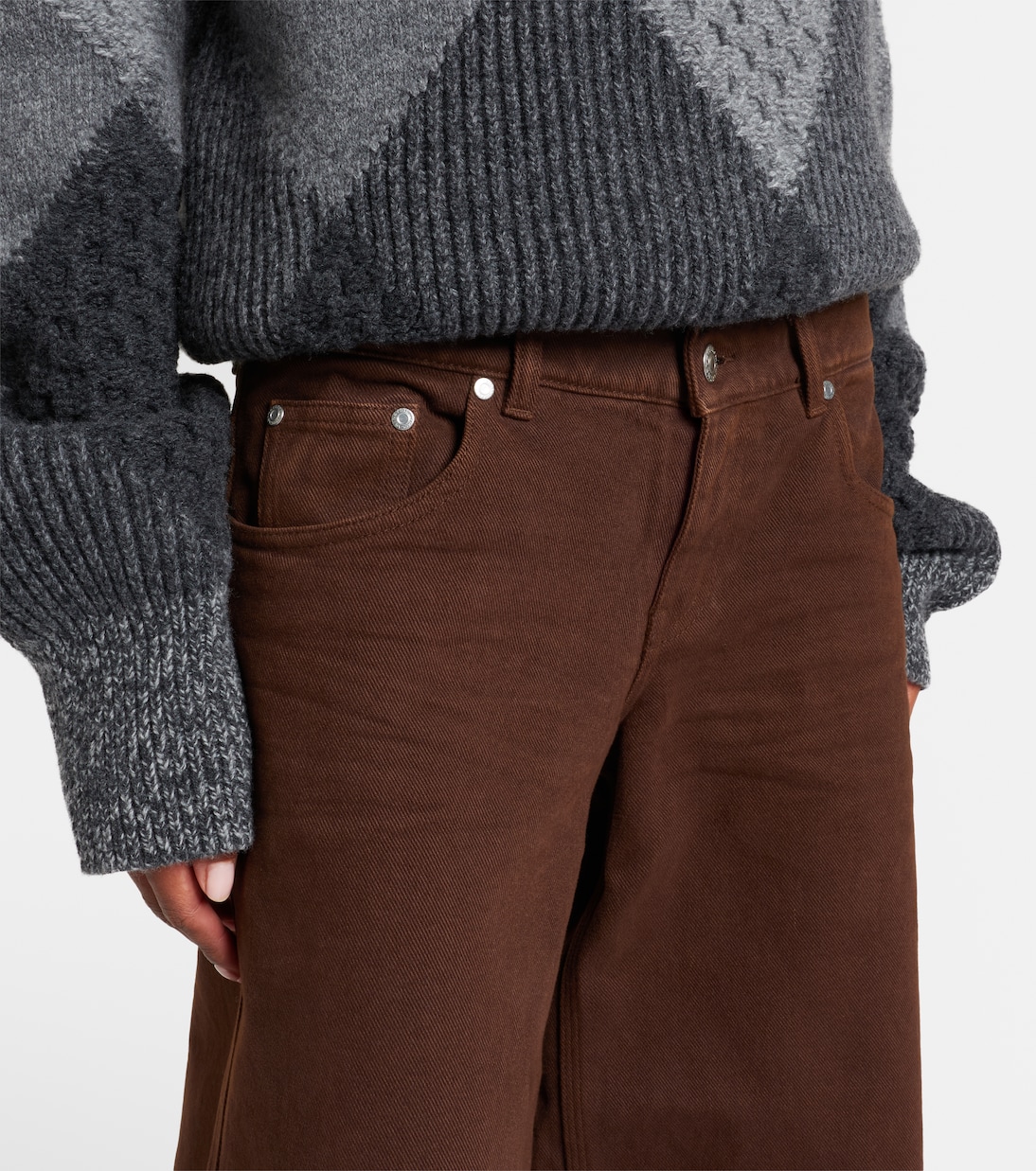 Джинсы с низкой посадкой и широкими штанинами Stella McCartney, Brown Wash — фото 4