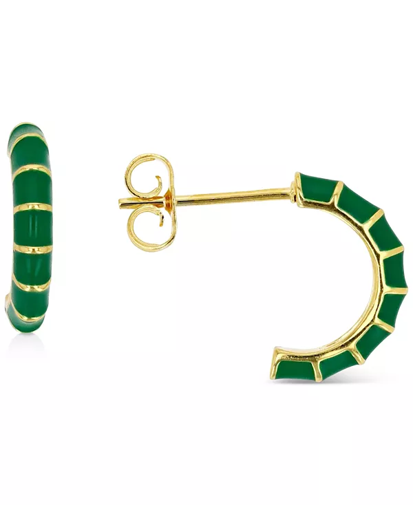 

Серьги-Кольца с эмалью из стерлингового серебра или 14-каратного золота поверх стерлингового серебра, 1/2 дюйма Macy'S, green/gold