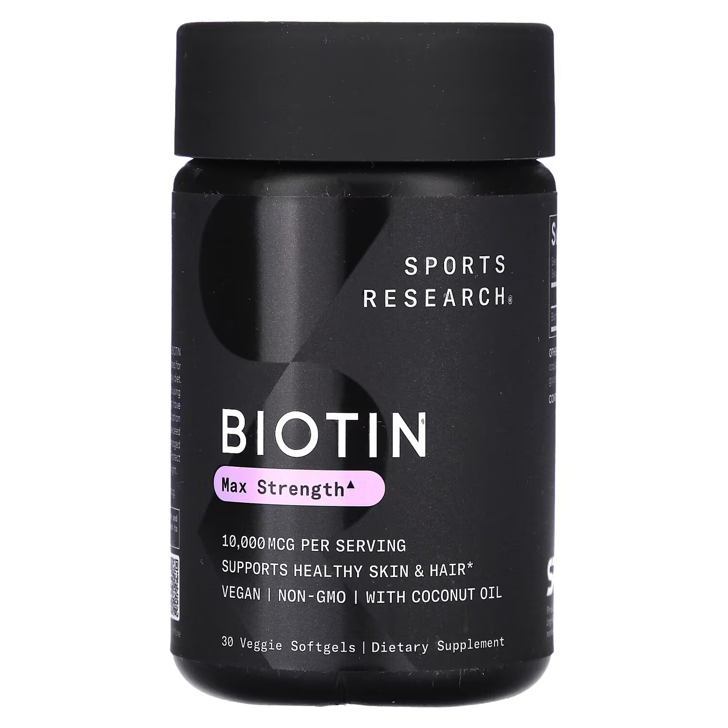 

Добавка Sports Research Biotin Max Strength, 30 мягких таблеток