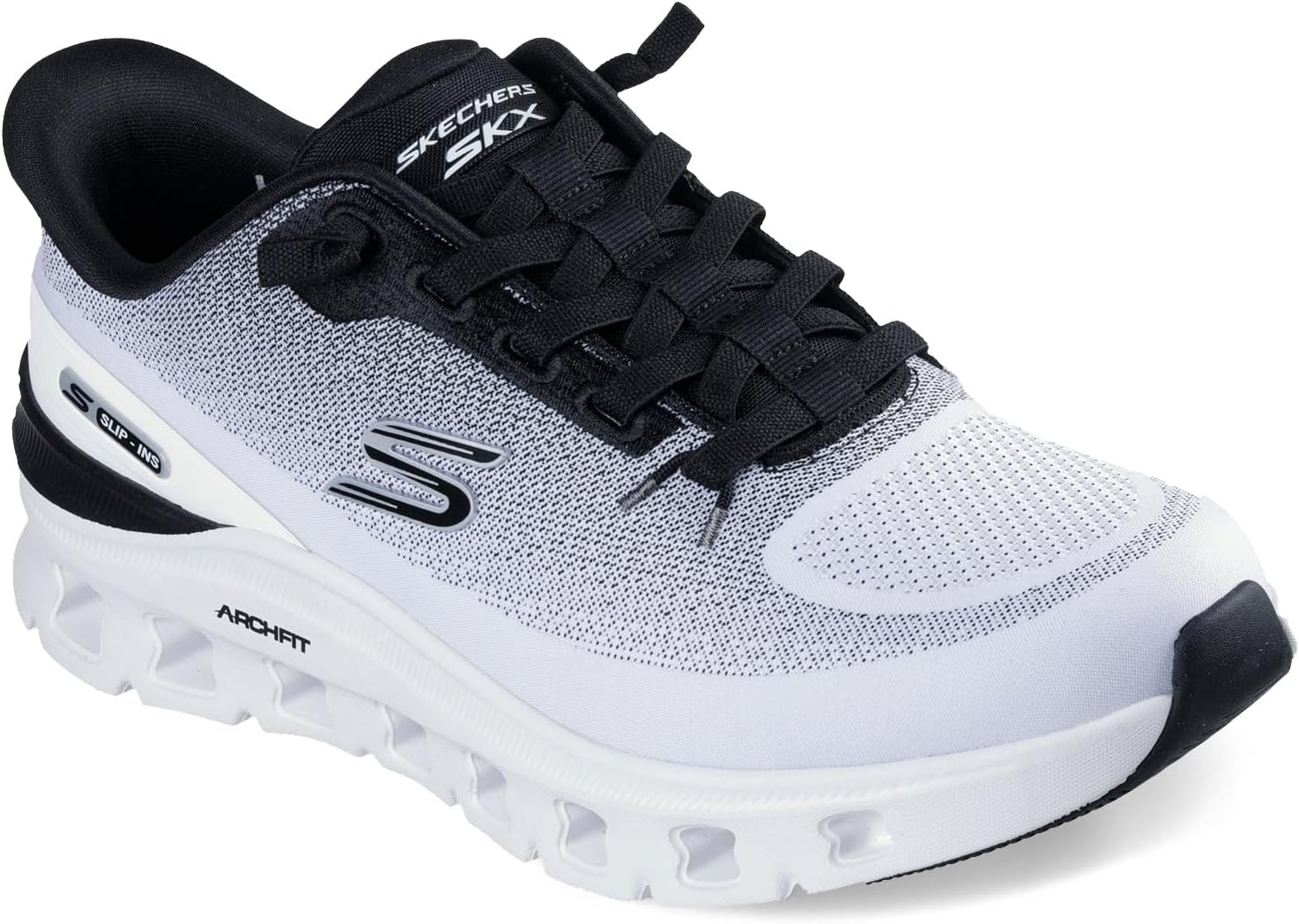 Мужские кроссовки Skechers Arch Fit Glide-Step Pro с удобной вставкой и легким надеванием, белый/черный
