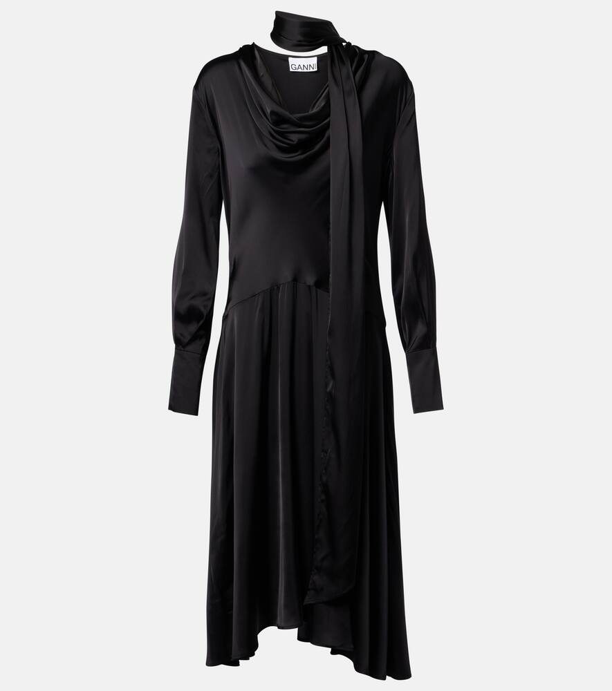 

Асимметричное миди-платье Ganni, Black