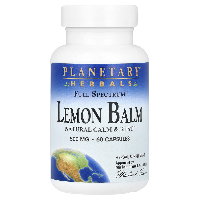 

Planetary Herbals, Лимонная мелисса Full Spectrum , 1000 мг, 60 капсул (500 мг на капсулу)