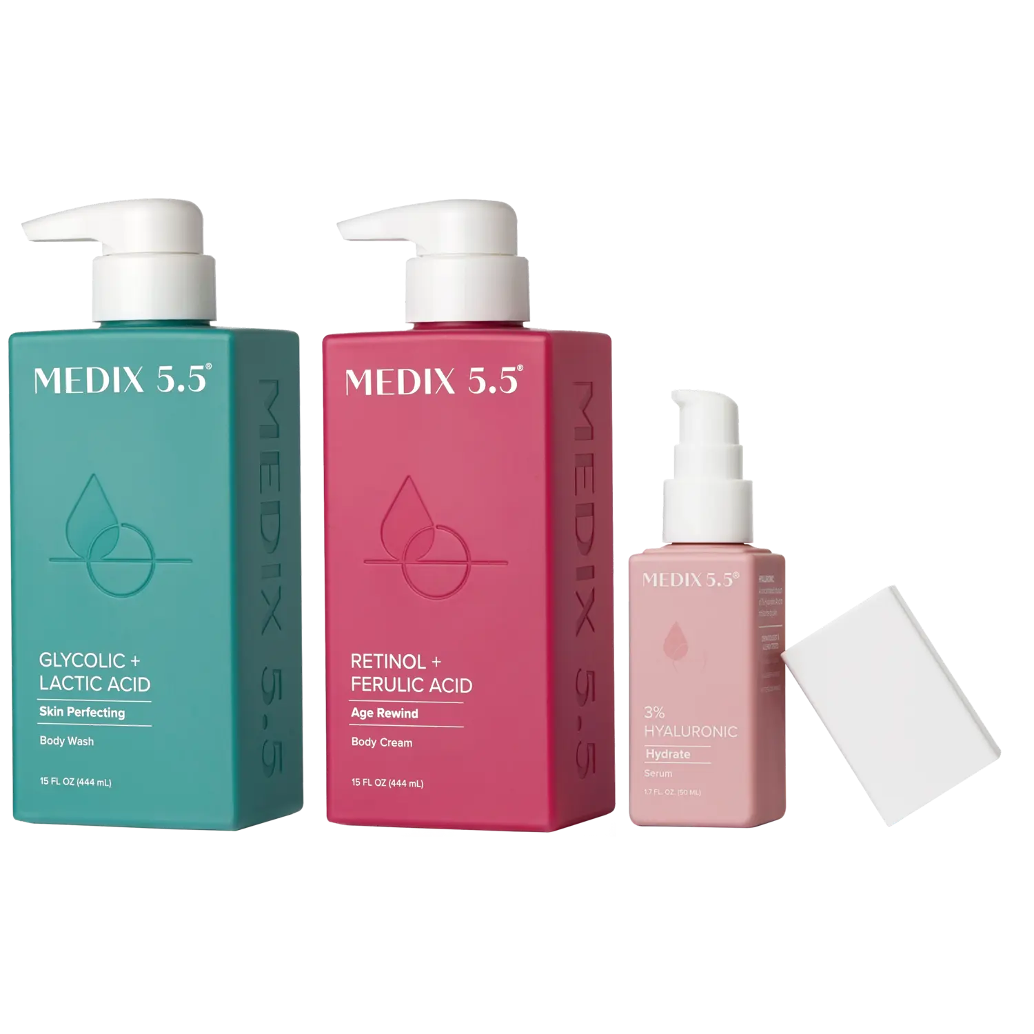 

Набор Smooth + Hydrate Trio | Гель для душа с гликолевой кислотой, крем для тела с ретинолом, сыворотка с 3% гиалуроновой кислотой Medix 5.5