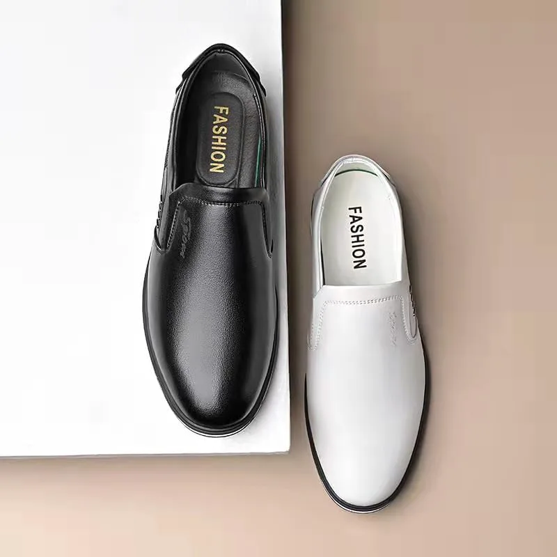 Кроссовки Men's Slip-On Business Casual Shoes, Slip-Resistant Arch Support & Cushioned Insole, Breathable Synthetic Upper, Low-Top Comfortable Sneakers with Soft Rubber Sole Minlaidian, белый — фото 4