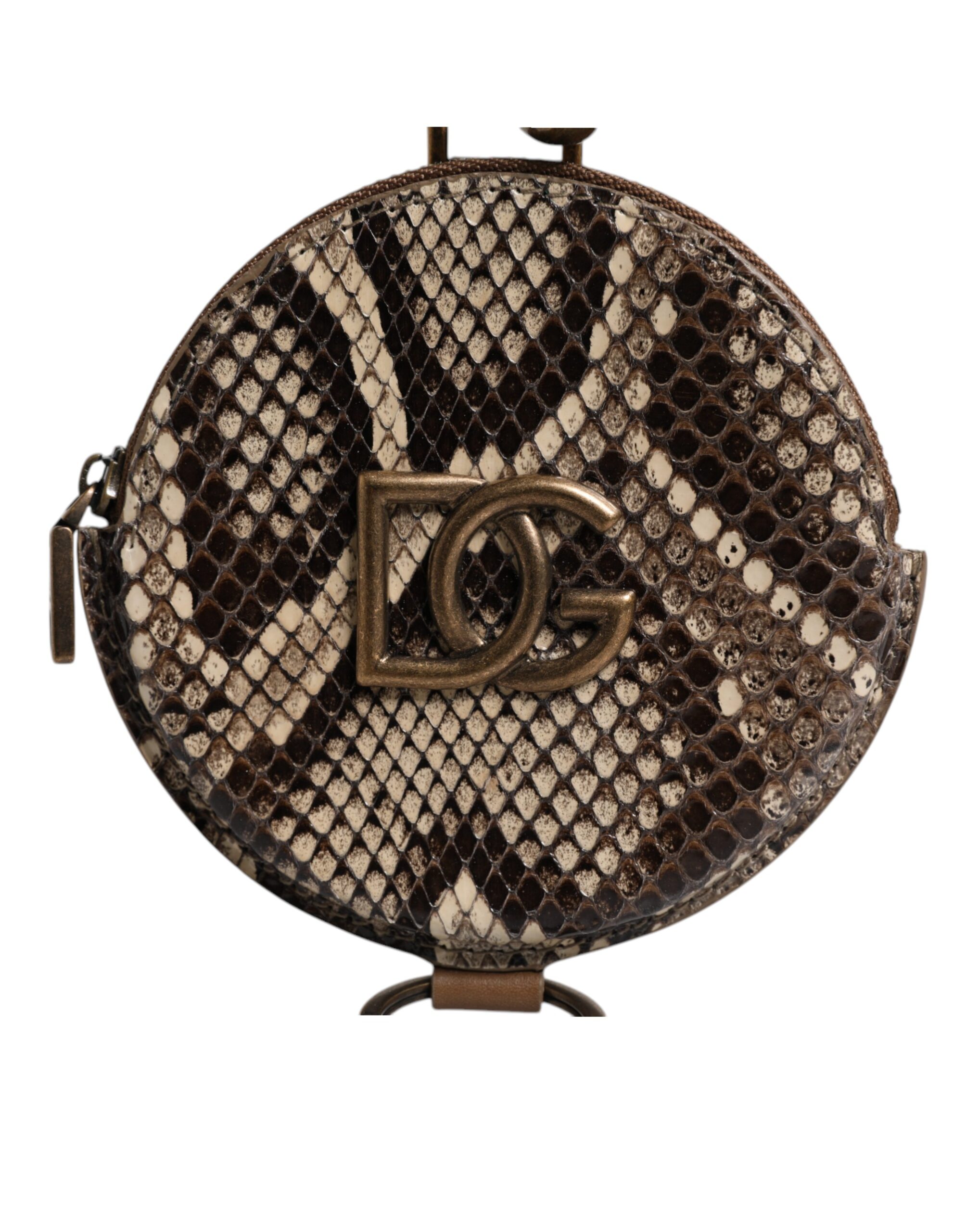

Коричневый круглый кожаный кошелек для монет с логотипом DG Dolce & Gabbana