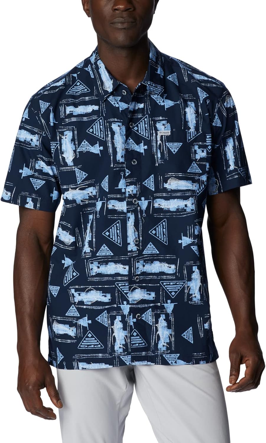 

Мужская рубашка Columbia Super Tamiami с длинным рукавом, Collegiate Navy Anchors Up