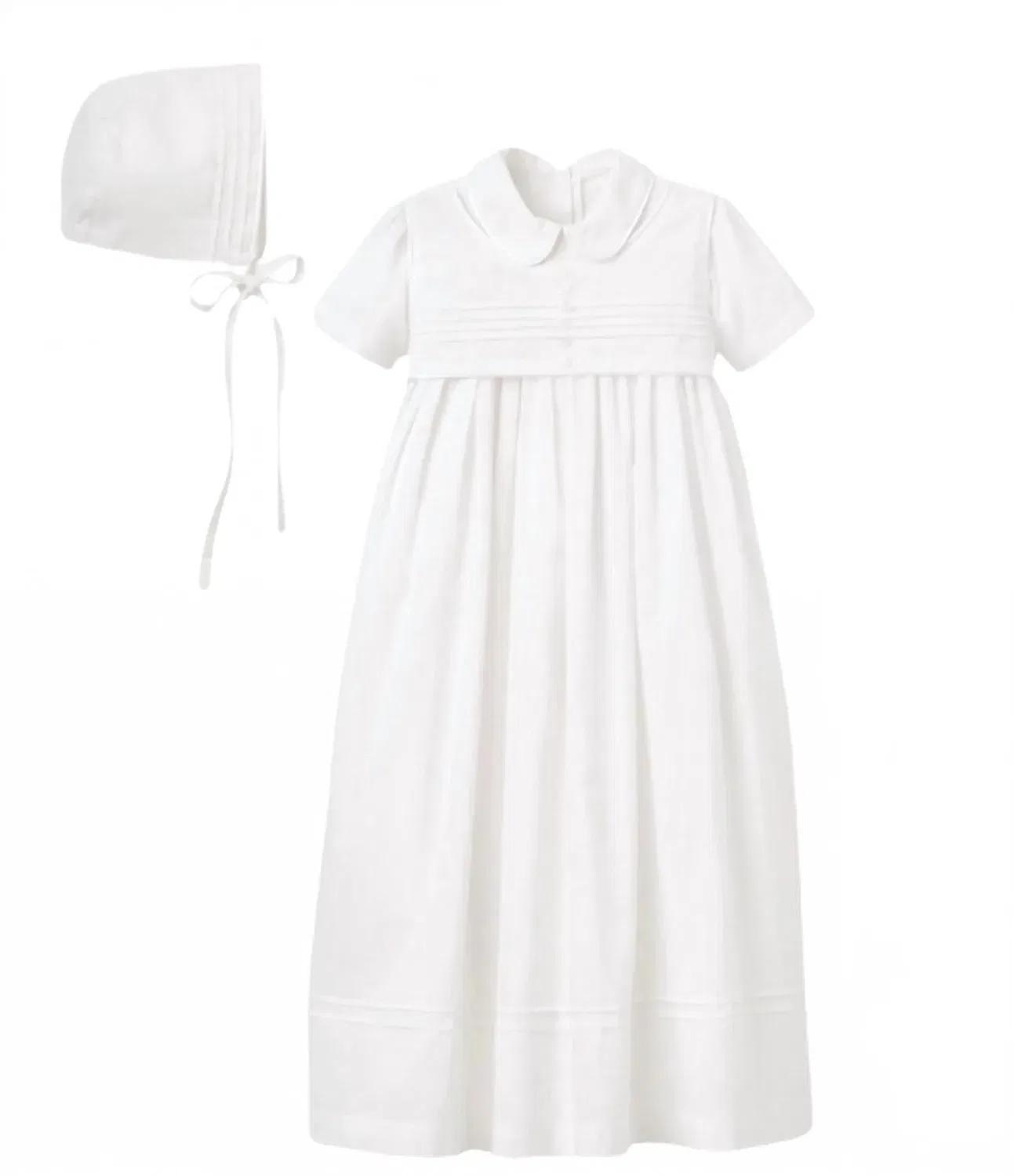 Elegant Baby Комплект для крещения мальчика: платье и чепчик белого цвета