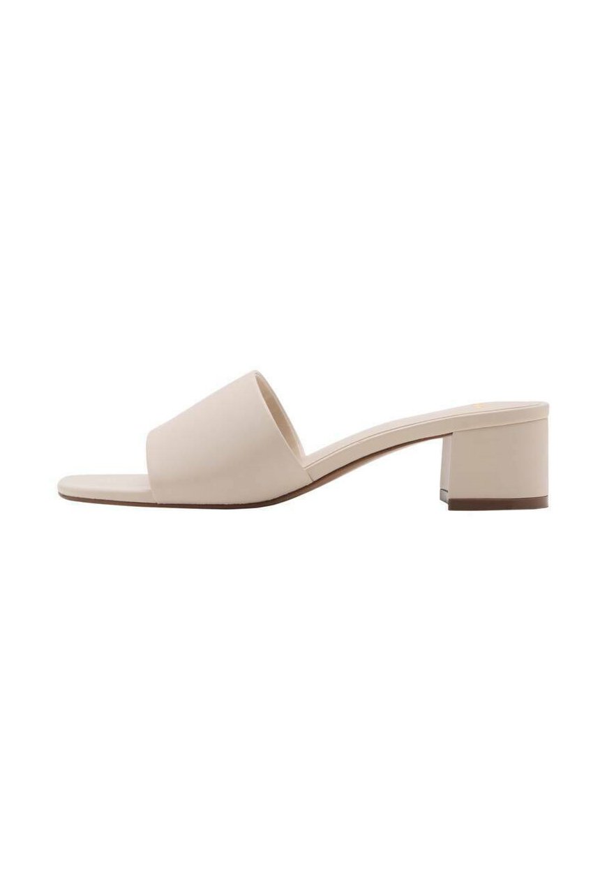 Мюли на каблуке BLOCK-WITH STRAP Mango, кремовый