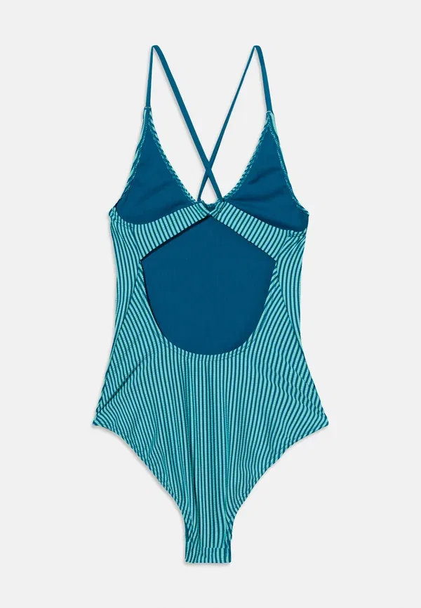 Купальник на шнуровке с рифленой текстурой Nike Swim, выбеленный бирюзовый — фото 2