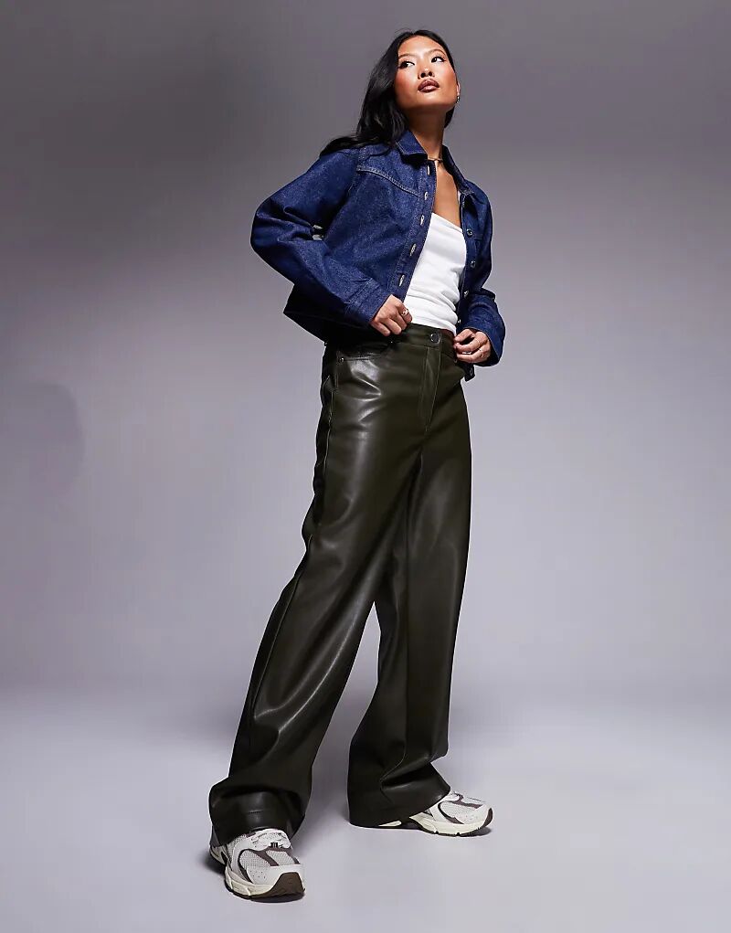 

Свободные прямые брюки цвета хаки River Island