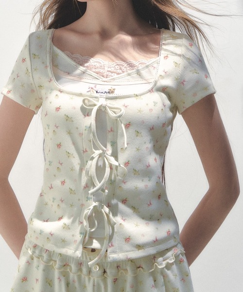 

SunsetPark Футболка с цветочным узором, вязаный, Sunset Park, цвет слоновая кость