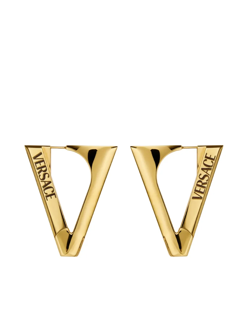 

Серьги с треугольным логотипом VERSACE, золотой