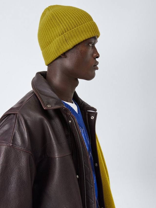 

Ребристая шапка-бини из кашемира John Lewis, Avocado