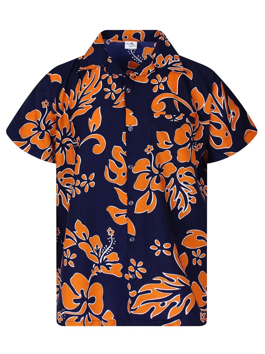

Рубашка King Kameha Hibiscus Blue Line, оранжевый