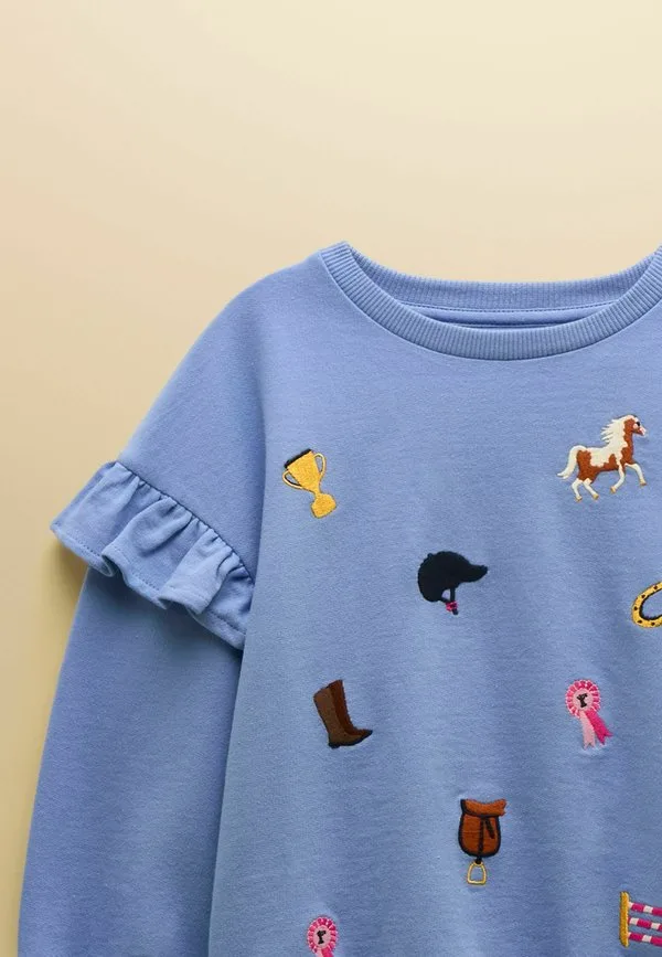 Толстовка с круглым вырезом и рукавами с оборками Joules, Blue — фото 4