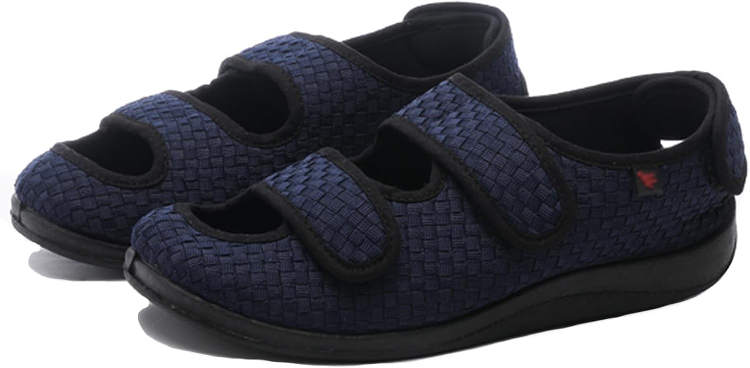 

Сандалии bumuam для мужчин, при отеке ног, с регулируемой застежкой, широким носком, тапочки для пожилых людей, для дома и улицы, размер 8.5, синий