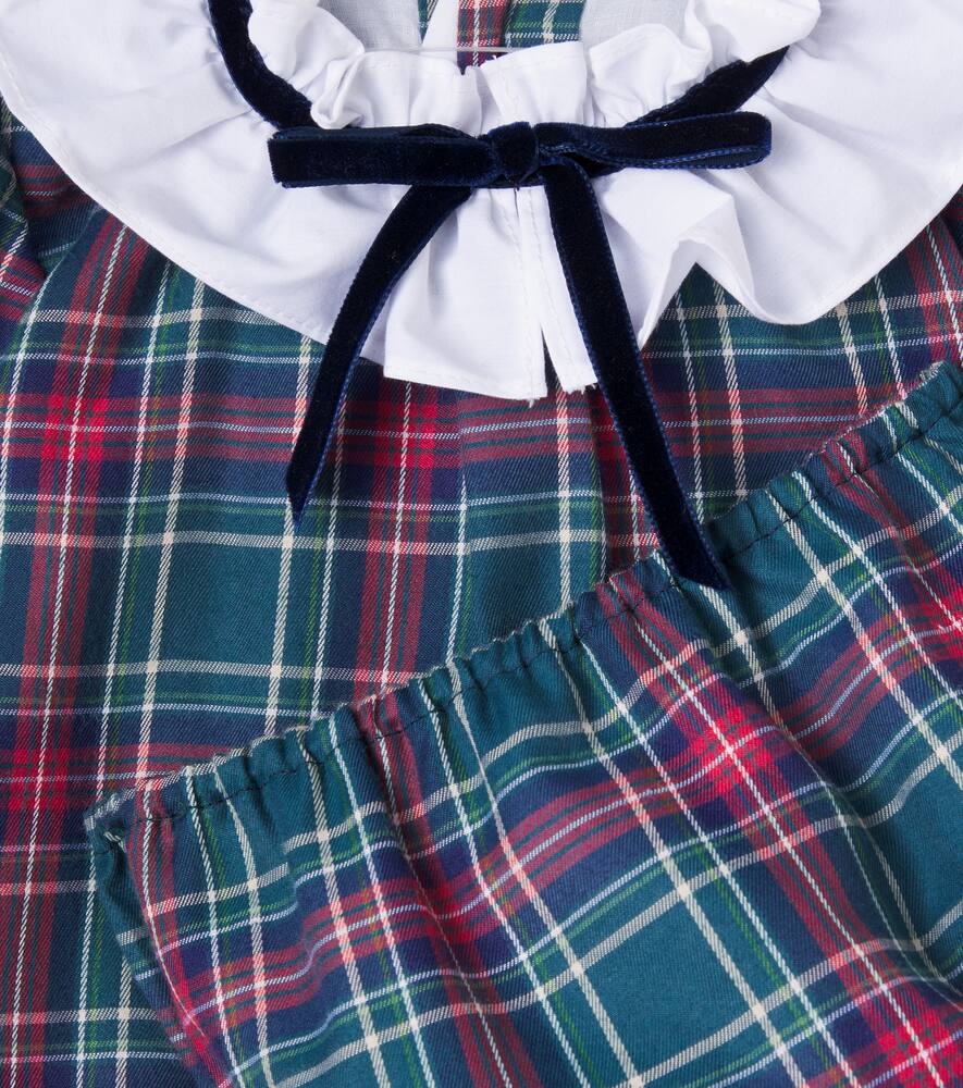 Комплект из платья и панталонов Baby Flora из хлопковой смеси La Coqueta, Green Tartan — фото 3