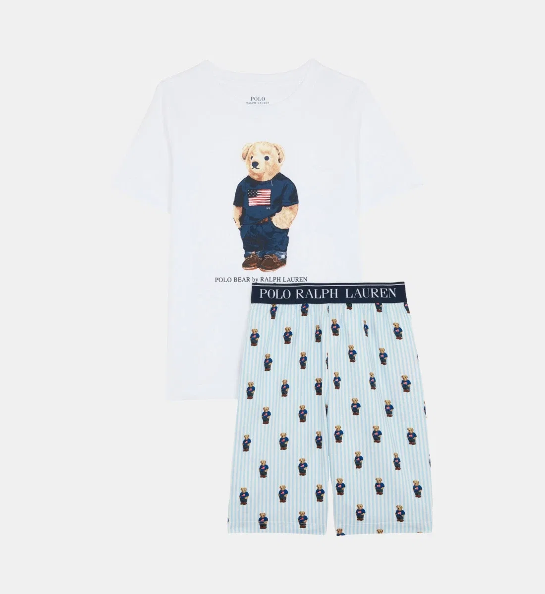 Пижамный комплект Bear Polo Ralph Lauren из фирменного хлопка, белый — фото 2