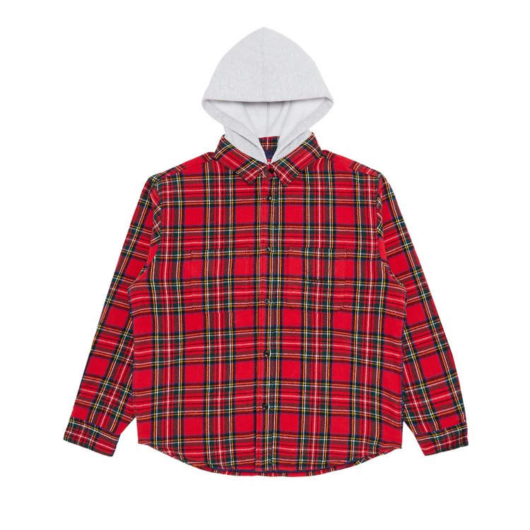 

Рубашка Supreme Tartan Flannel Hooded 'Red', красный