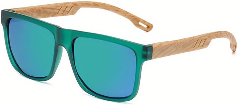 

Квадратные повседневные солнцезащитные очки с имитацией древесной текстуры, пружинными шарнирами, защитой от УФ-излучения UV400, унисекс, для активного отдыха на природе UJNHGQ, C2-green