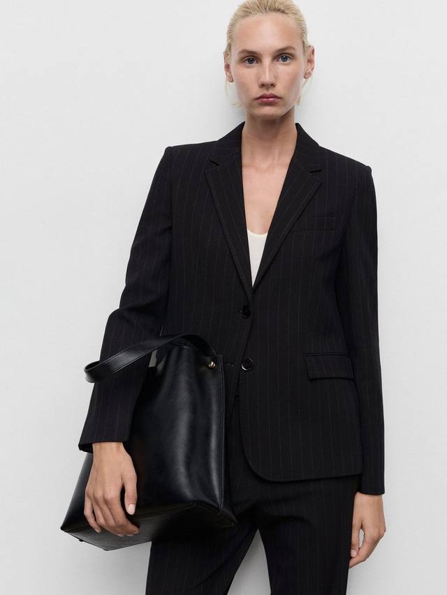 

Блейзер Bergen с одной пуговицей в полоску Mango, Navy