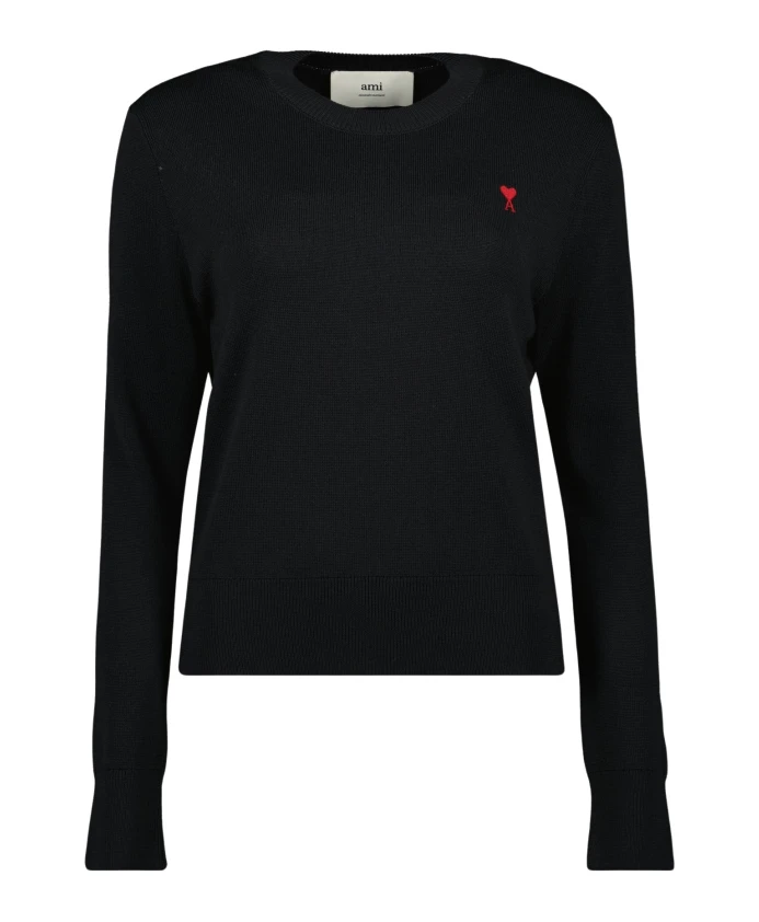 

Черный свитер с сердечками Ami Paris, черный