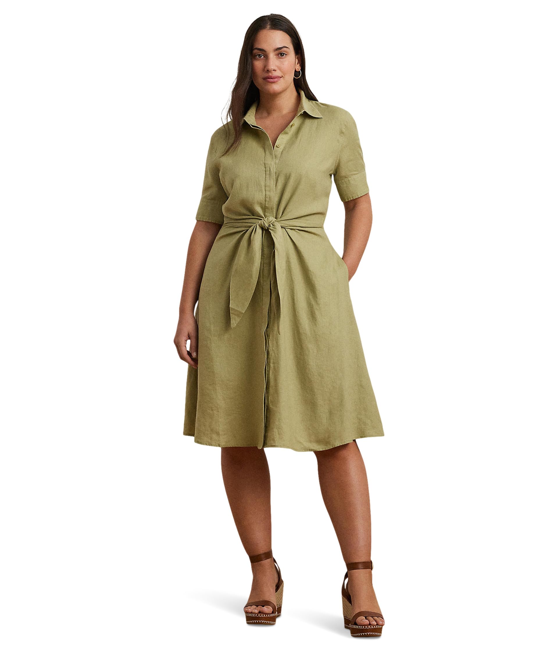 

Платье Lauren Ralph Lauren Plus Size Wakana Elbow, цвет Light Olive
