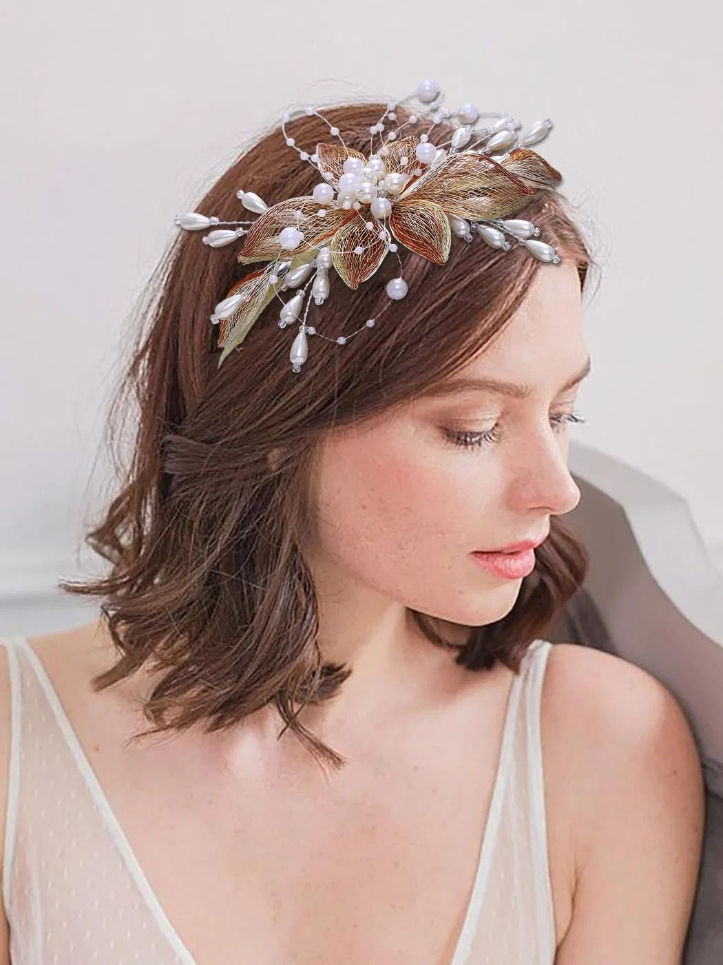 Свадебный ободок для волос «Gold Flower Headpiece» от IYOU Iyou — фото 3