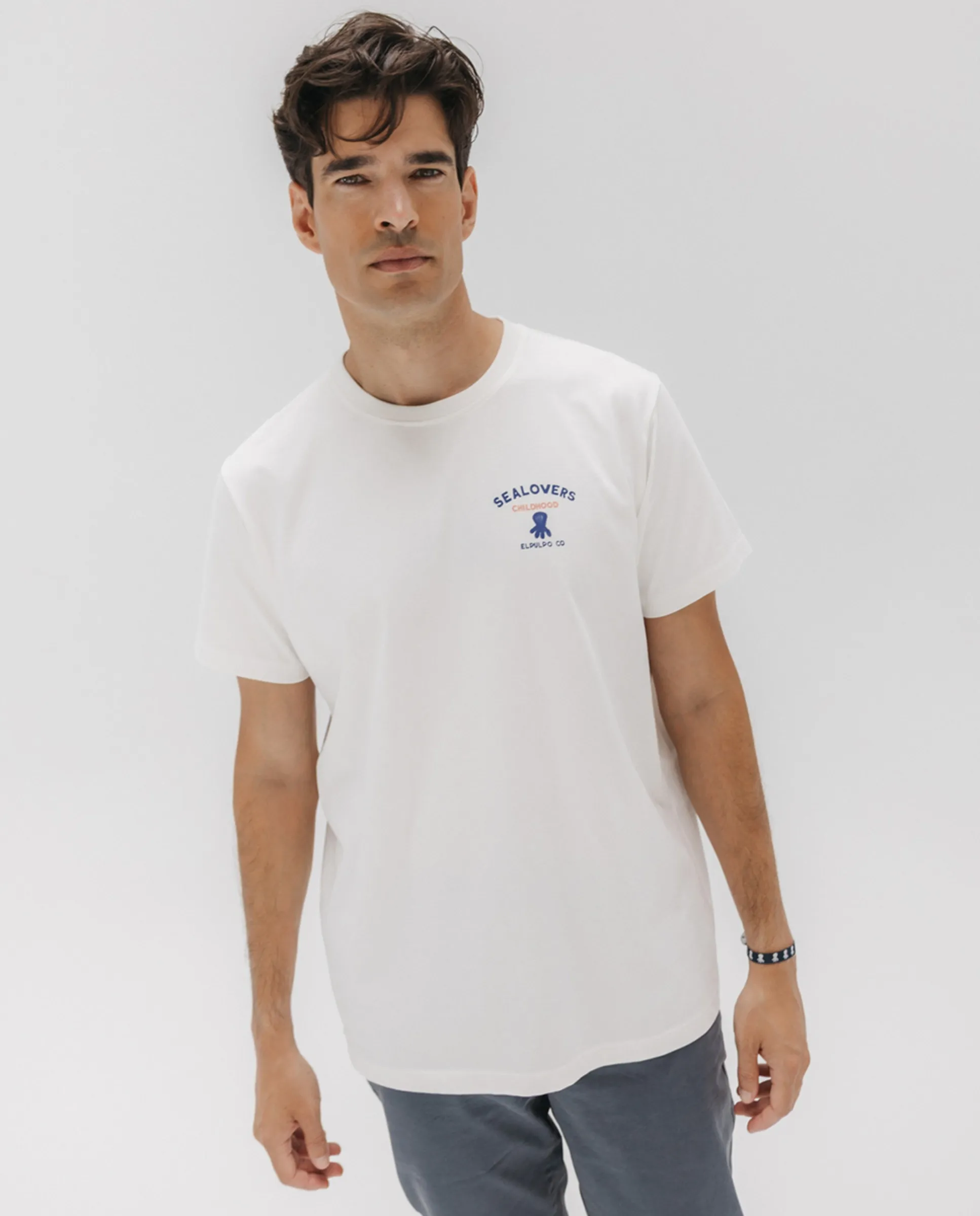 

Мужская футболка с коротким рукавом и принтом на спине El Pulpo, белый