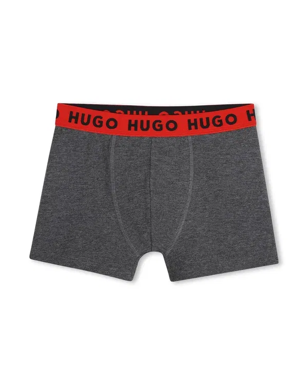 Трусы боксеры, набор 3 шт, Hugo Kids, grey marl medium, серый меланж — фото 2