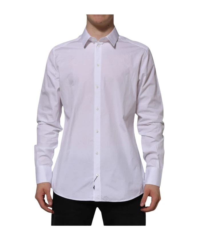 

Роскошная золотая формальная хлопковая рубашка Dolce & Gabbana, белый