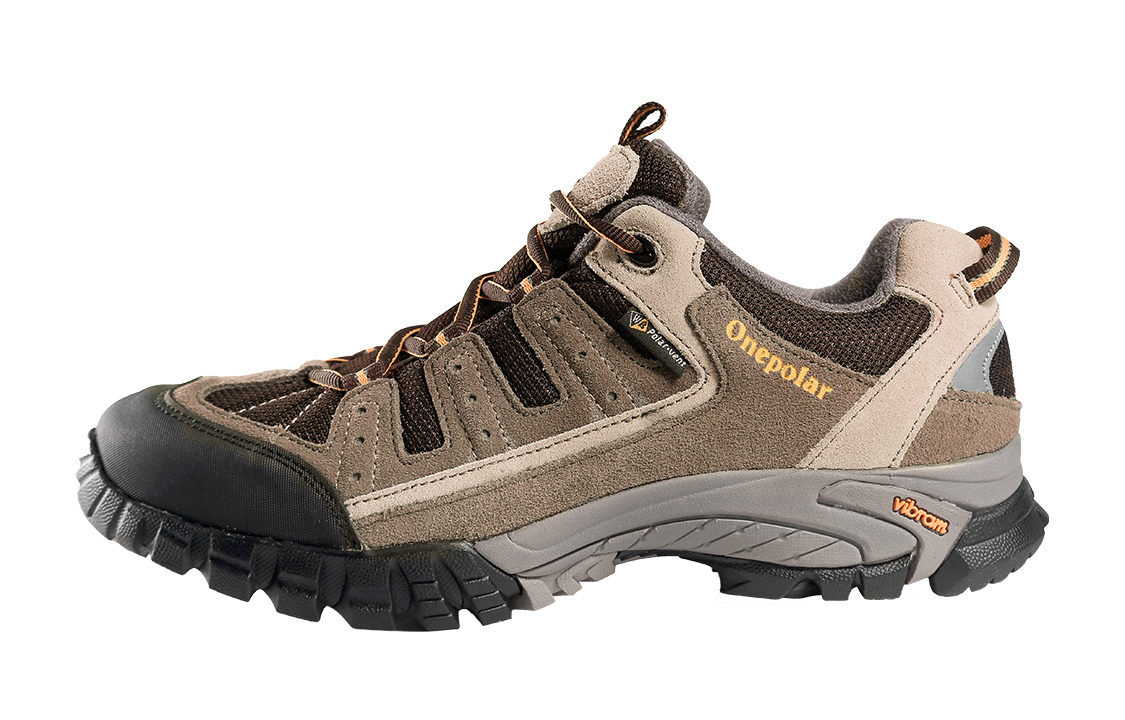 

Onepolar Амортизирующие противоскользящие износостойкие и водоотталкивающие низкие треккинговые ботинки Unisex Light Brown