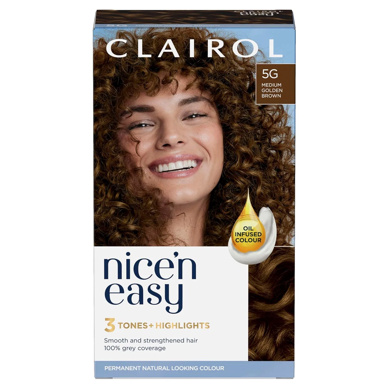 Стойкая краска для волос Clairol Nice'n Easy 5G, средне-золотистый коричневый Clairol, 5G Medium Golden Brown