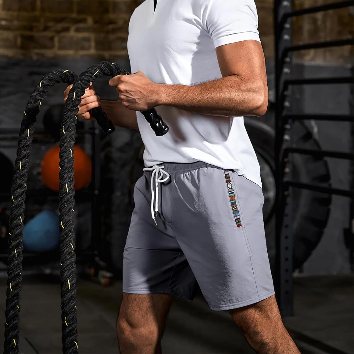 Мужские шорты Active Running Shorts с карманами, легкие, серые — фото 3
