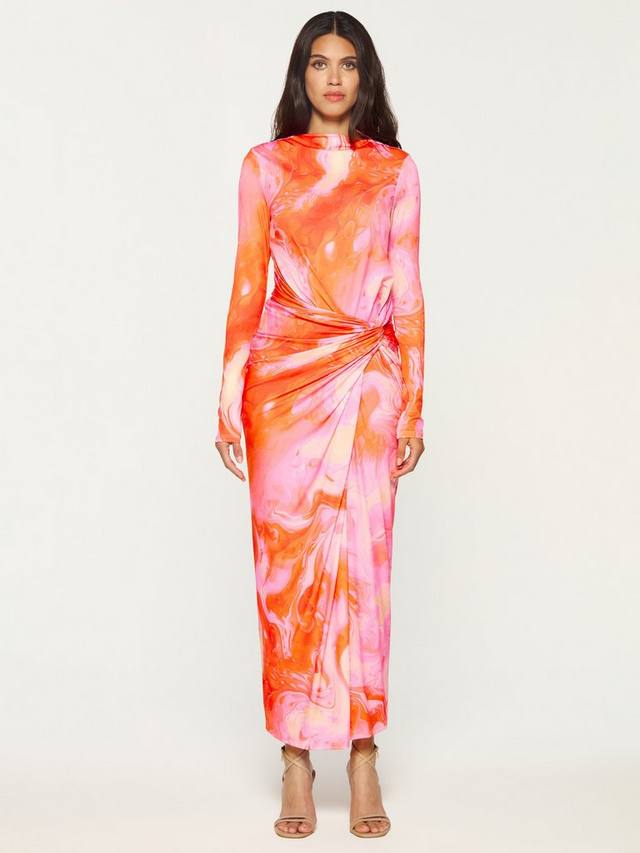 

Athena платье макси с абстрактным принтом и скрученными деталями DASKA, Pink/Multi
