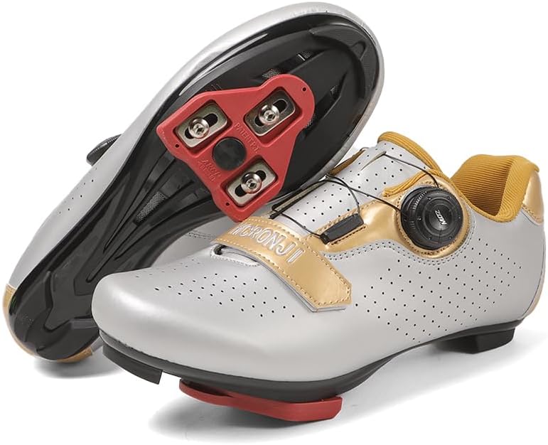 

Велосипедные туфли, унисекс, совместимы с шипами Delta, для занятий на Peloton в помещении и для уличного шоссейного велосипеда, для мужчин и женщин Mcronji, серебро