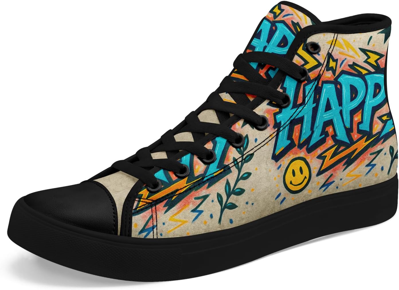 

Унисекс высокие кеды с принтом граффити, стильная уличная обувь, разноцветные текстильные кроссовки для женщин, удобная повседневная обувь для прогулок Coolcustomize