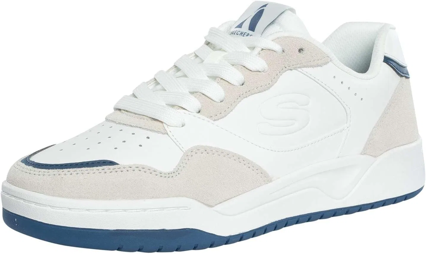 Мужские кроссовки Skechers Koopa Volley Low Lifestyle Trainers, White Leather Suede Duraleather Mesh N