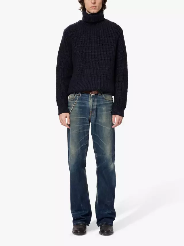 

Джемпер Nudie Jeans August Roll Neck Chunky Knit Wool, темно-синий