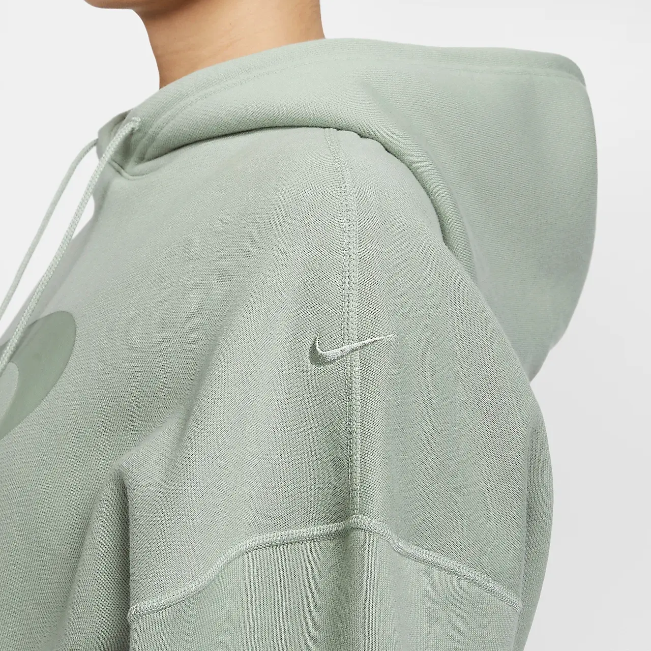Спортивная одежда Женская оверсайз укороченная худи из велюра Nike, цвет Horizon Green — фото 4