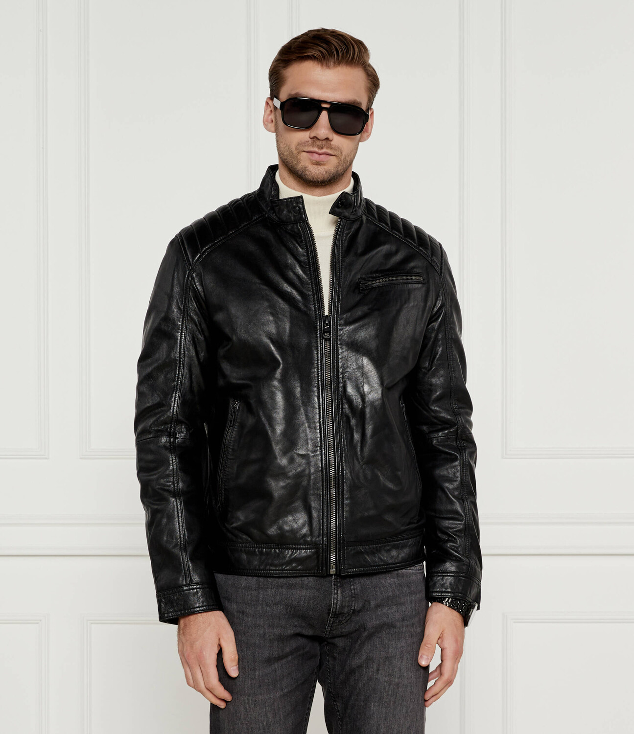 

Кожаная куртка Hechter Paris Regular Fit, черный