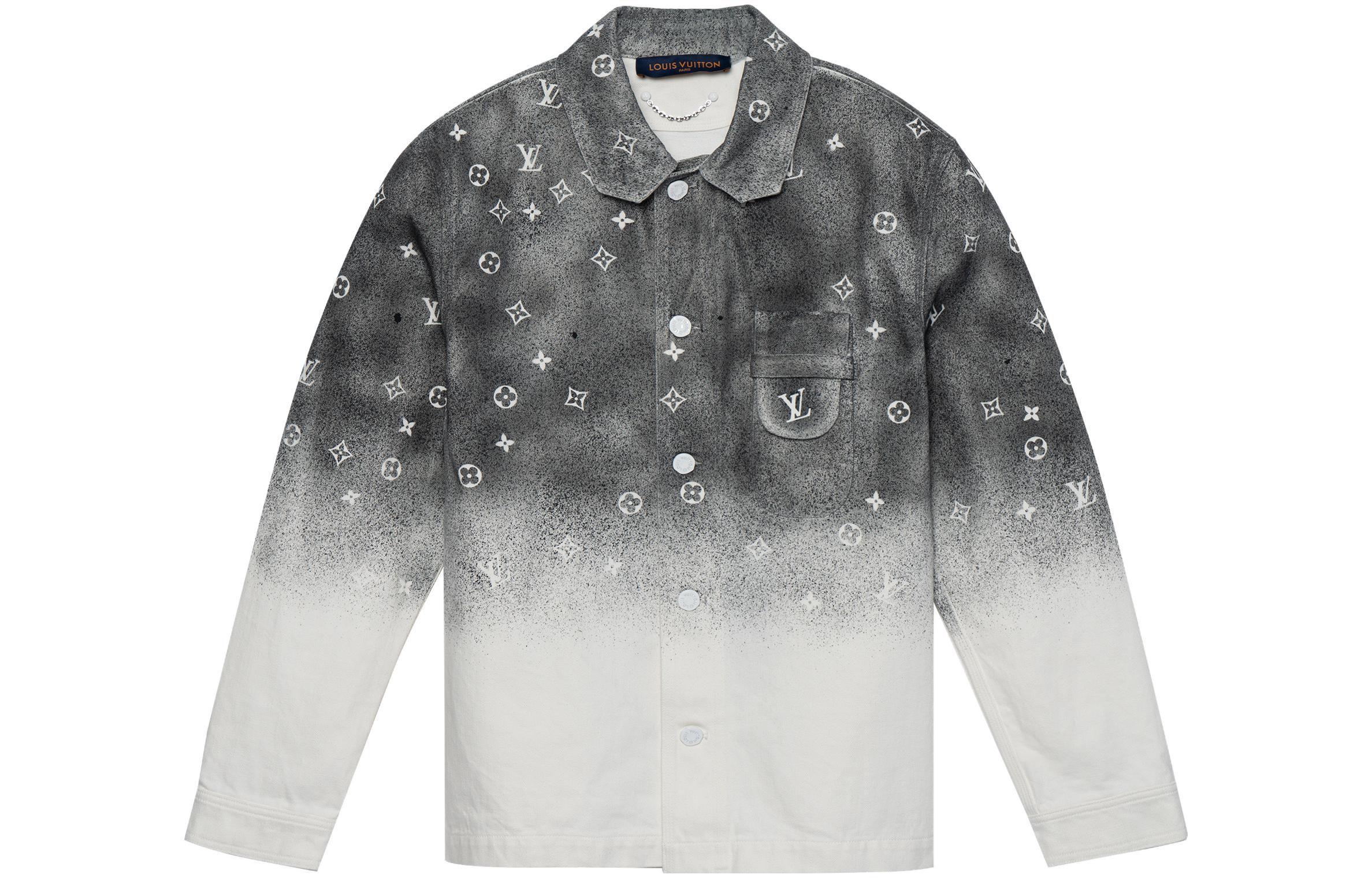 LOUIS VUITTON SS22 Мужская рубашка Starry Sky с рукавами серого цвета — фото 4