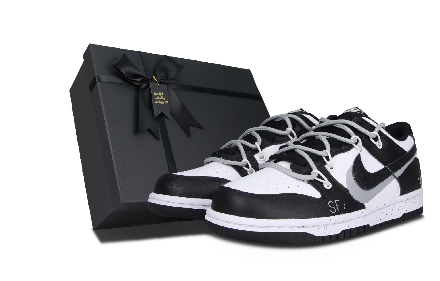 

Кроссовки Nike Dunk Skateboarding Shoes Women's Low-top Black/white/gray, белый